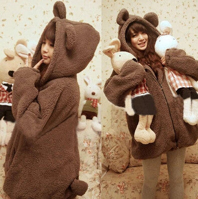 Kawaii Cartoon Bear Ear Hooded Coat