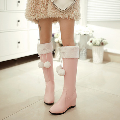 Pink/white Sweet Bow Heels Boots