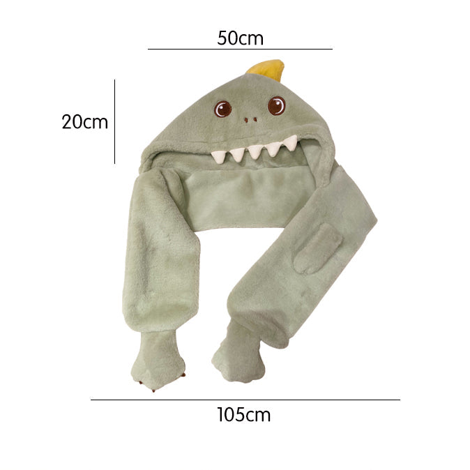 Dinosaur Elk Hooded Scarf Plush Warm Hat