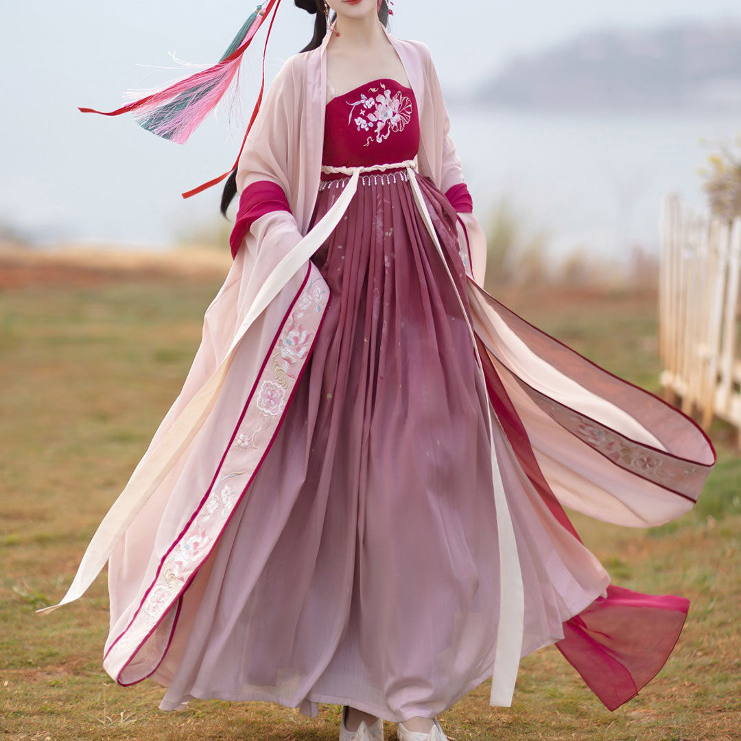 Embroidered Flower Hanfu Dress