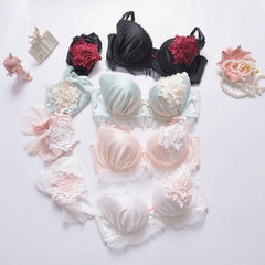 Embroidery Flower Underwear Set