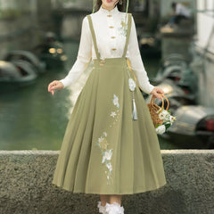 Floral Blouse Skirt Hanfu Set