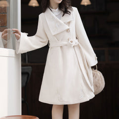 Floral Embroidered Woolen Coat