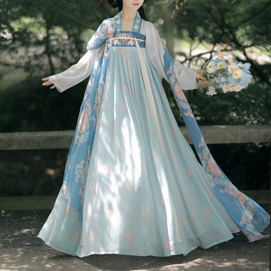 Floral Embroidery Hanfu Dress Set