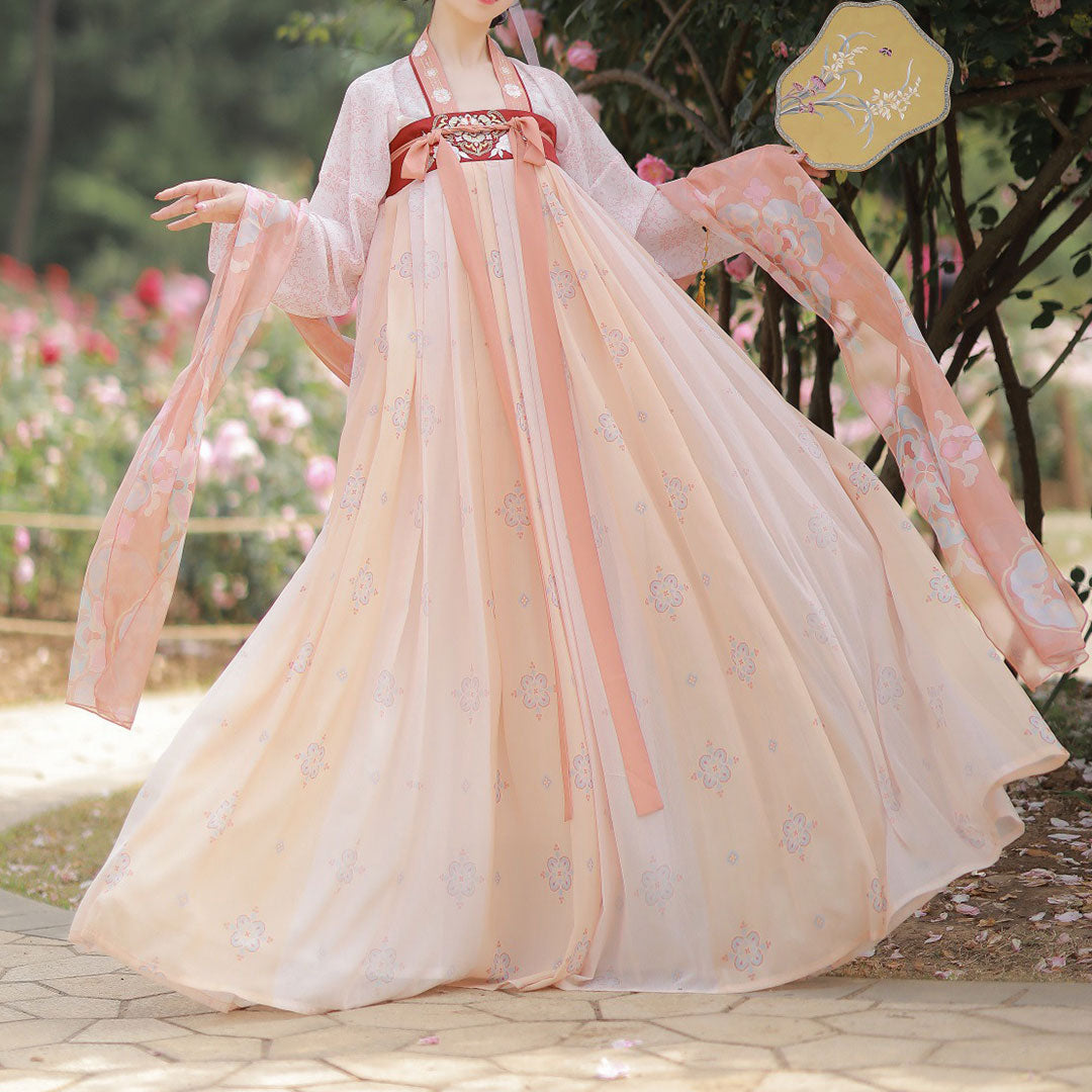 Floral Embroidery Hanfu Dress Set