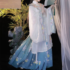 Flower Embroidery Hanfu Dress Set