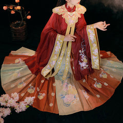 Flower Embroidery Hanfu Dress Set