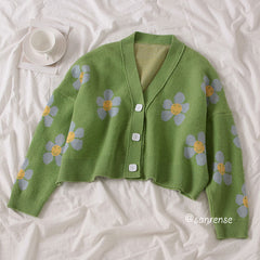 Flower Knit Cardigans Sweater