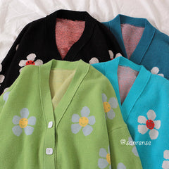 Flower Knit Cardigans Sweater