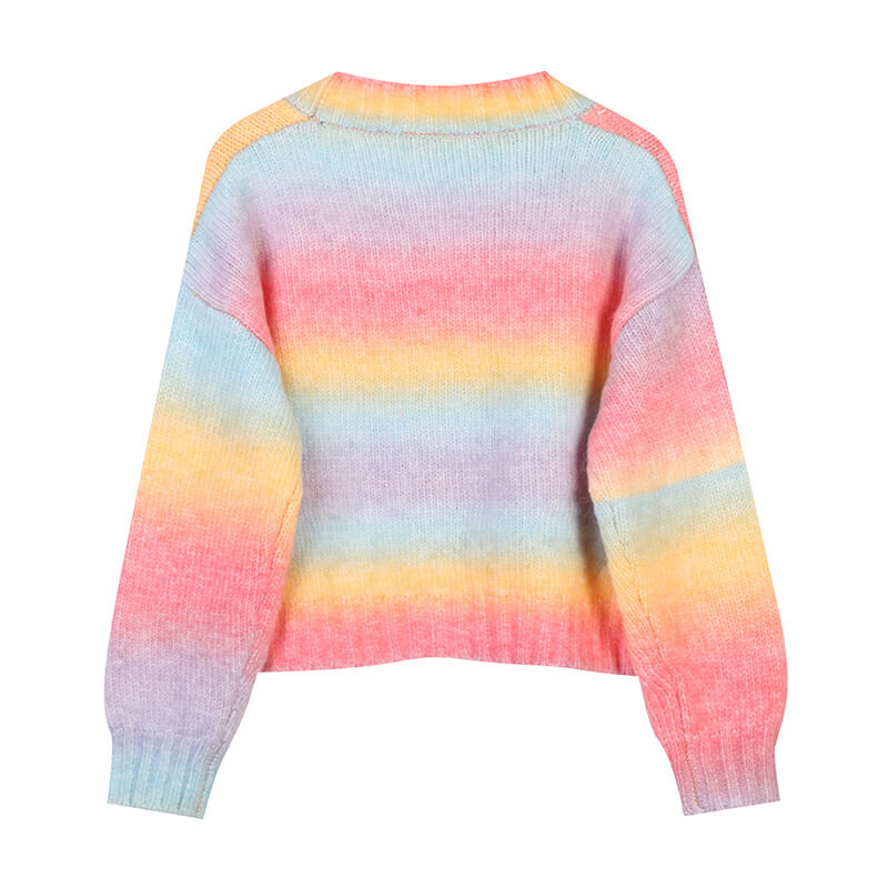 Flower Rainbow Cardigan Sweater