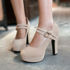 Frosted Buckle High Heels