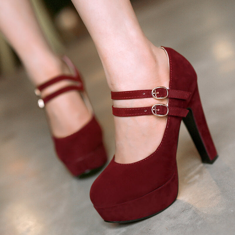 Frosted Buckle High Heels