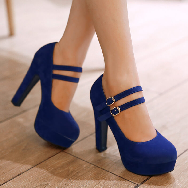 Frosted Buckle High Heels