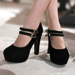 Frosted Buckle High Heels