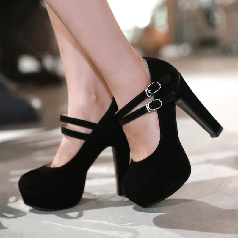 Frosted Buckle High Heels