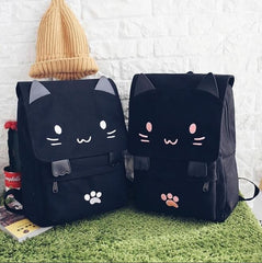 Cute Kawaii Cat Canvas Backpack