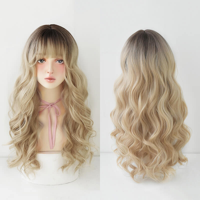 Golden Wavy Wig Curls