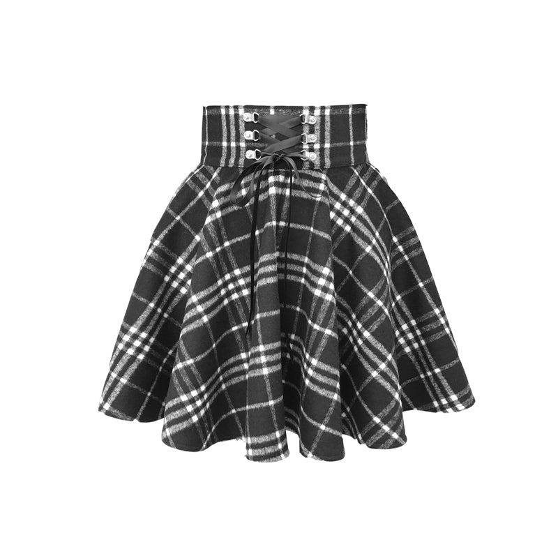 Katzen-Kapuzenpullover-Set mit kariertem Rock