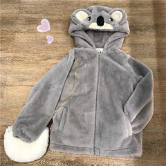 Gray Hooded Lamb Coat