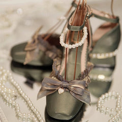 Green Bow Lolita Shoes