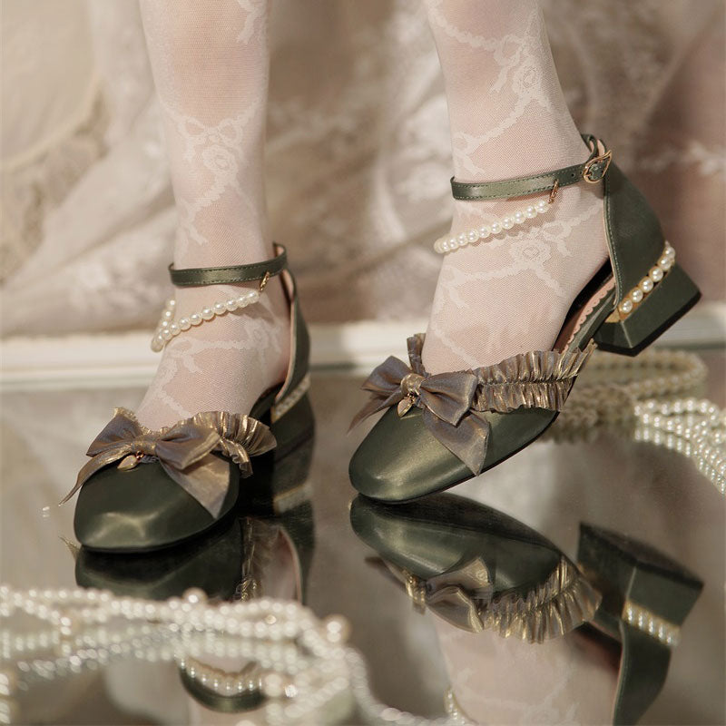 Green Bow Lolita Shoes