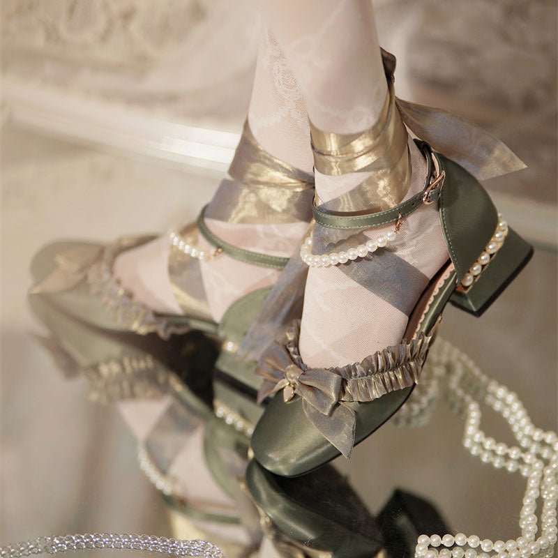 Green Bow Lolita Shoes