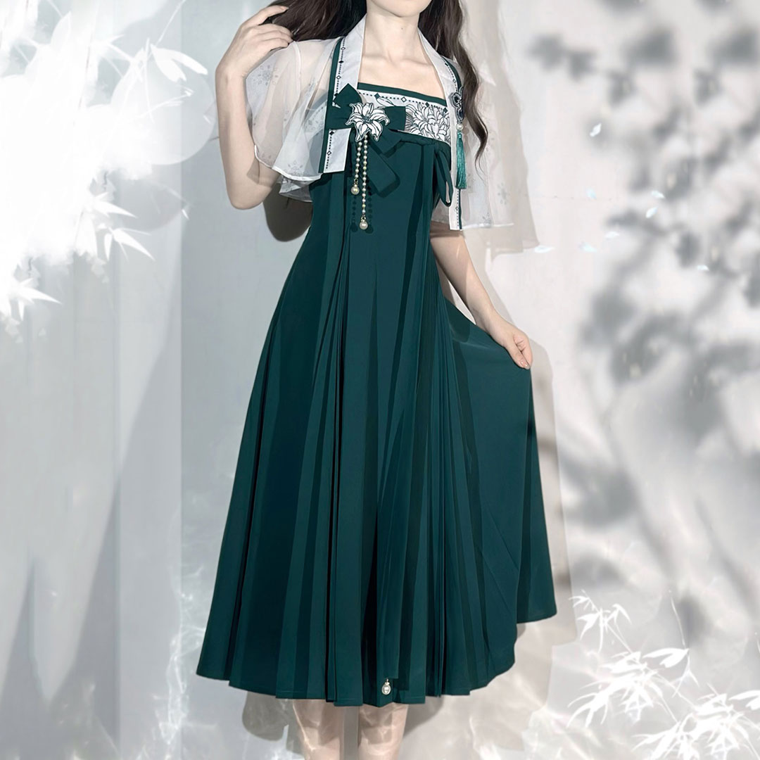 Green Flower Hanfu Dress Set