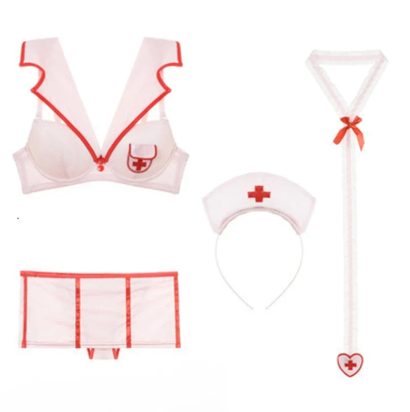Nurse Costume Role Play Cosplay Lingerie Pink Underwear Fancy Erotic Nurse Set