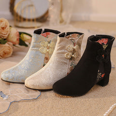 Hanfu Flower Ankle Boots