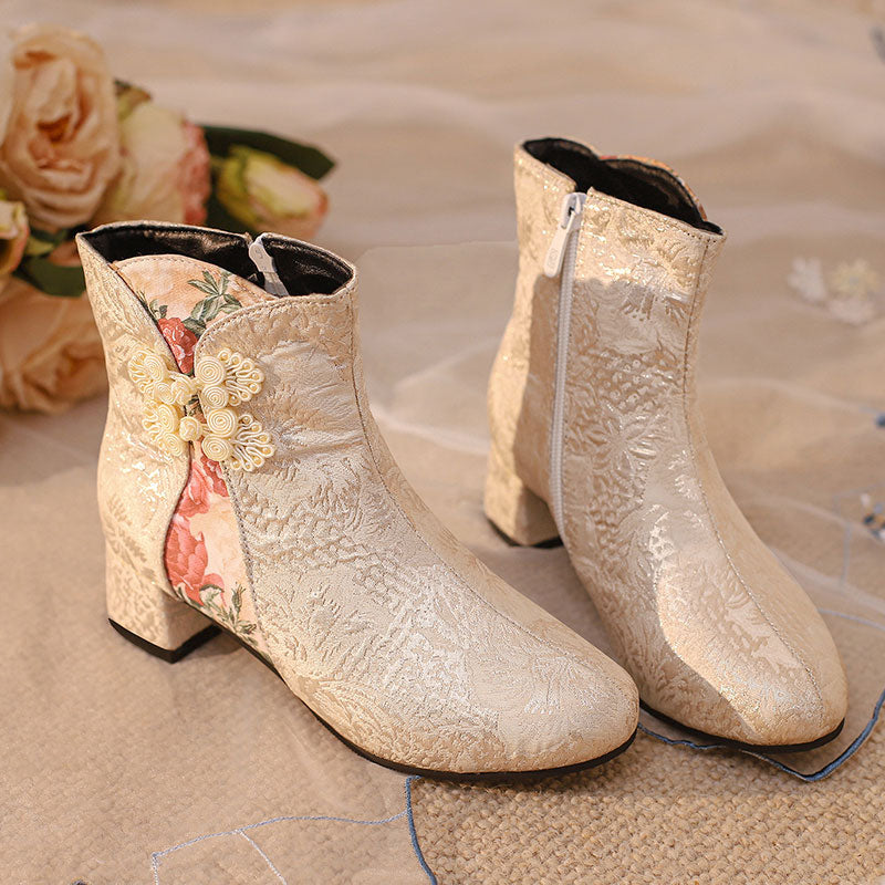 Hanfu Flower Ankle Boots