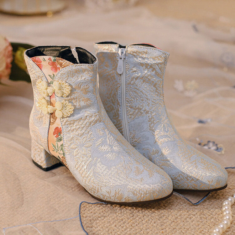 Hanfu Flower Ankle Boots