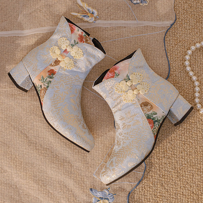 Hanfu Flower Ankle Boots