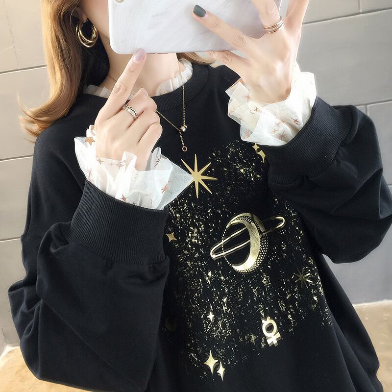 Harajuku Star Space Lace Sweatshirt