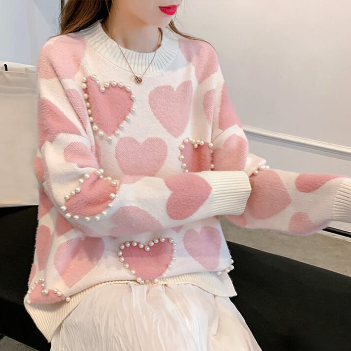 Beaded Love Knit Sweater