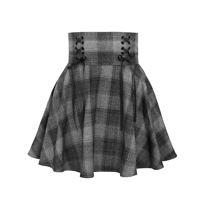 High Waist Plaid Mini Skirts