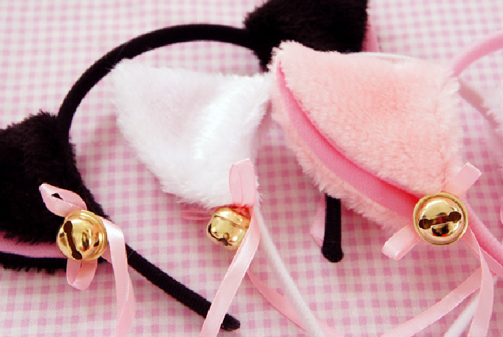 Kawaii cosplay maid black/white/pink bell hair band