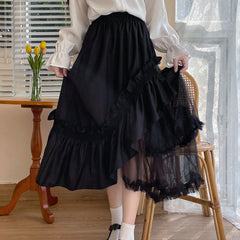 Irregular Mesh Black Skirt