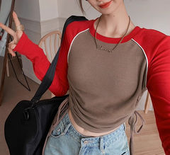 Vintage Raglan Long Sleeve Crop Top