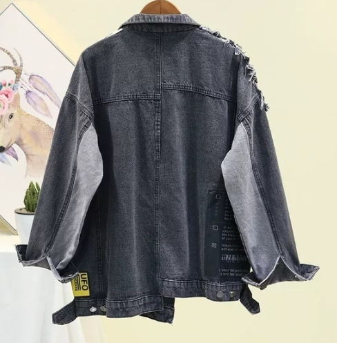 Cloth Stitching Denim Mid-length Jacket