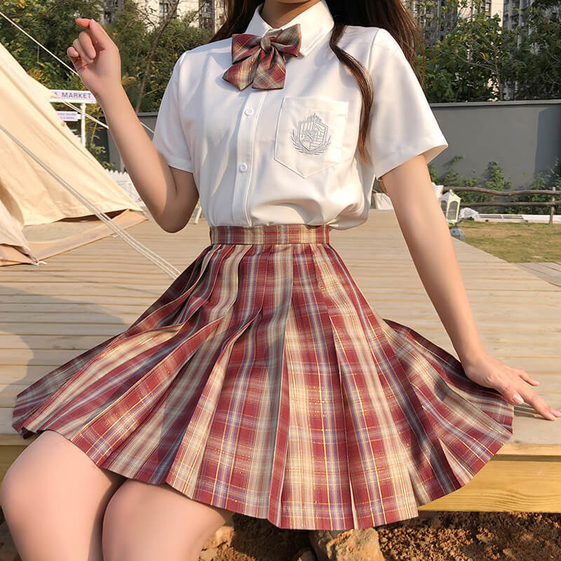 JK Grid Skirt Student Sailor Suit