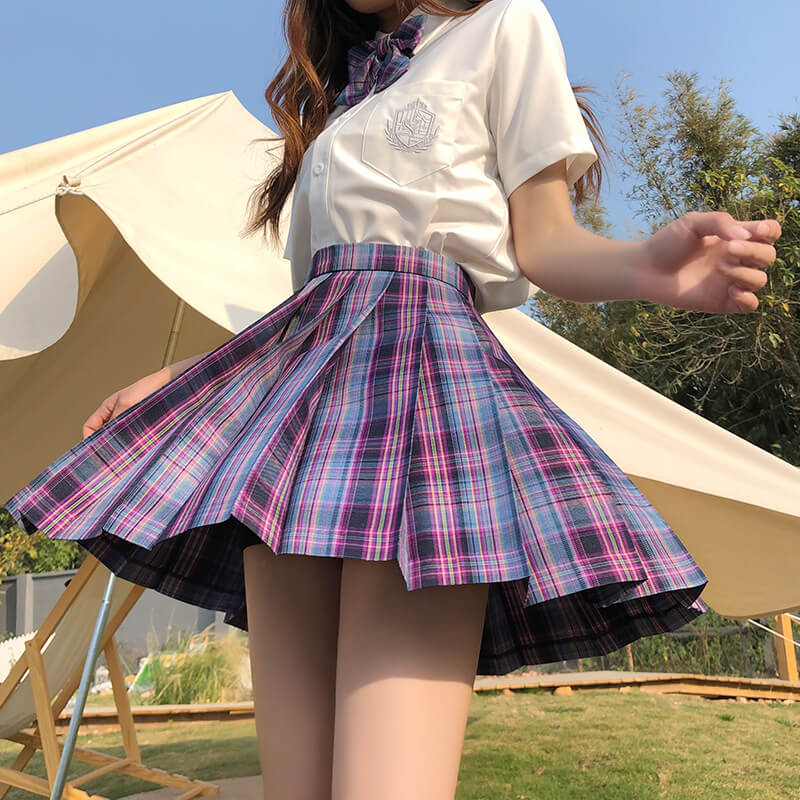 JK Grid Skirt Student Sailor Suit