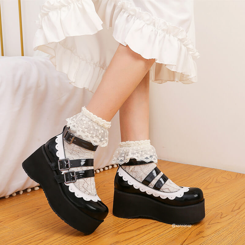 JK Lolita Leather Buckle Platform Shoes