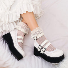 JK Lolita Leather Buckle Platform Shoes