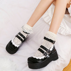 JK Lolita Leather Buckle Platform Shoes