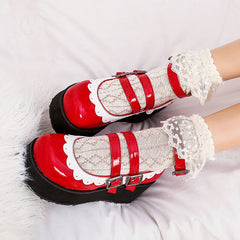 JK Lolita Leather Buckle Platform Shoes