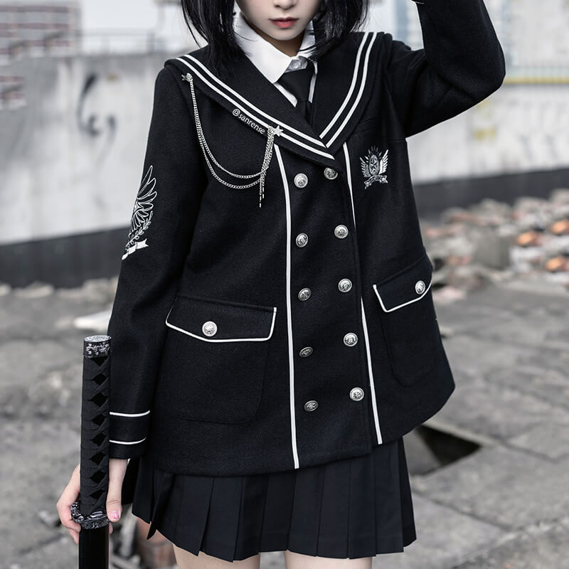 JK Sailor Coat Pleated Skirt Suit