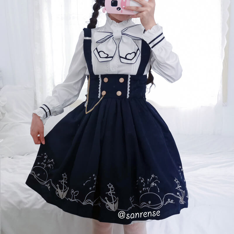 Japanese Anchor Sailor Shirt Skirt Suit