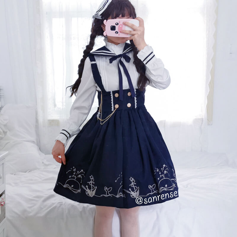 Japanese Anchor Sailor Shirt Skirt Suit