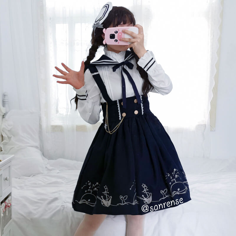 Japanese Anchor Sailor Shirt Skirt Suit