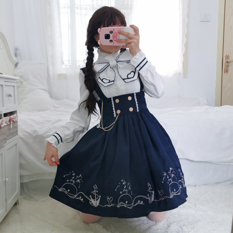 Japanese Anchor Sailor Shirt Skirt Suit